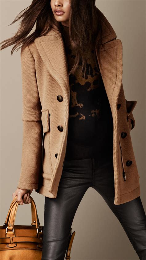 red burberry pea coat|burberry camel wool coat men's.